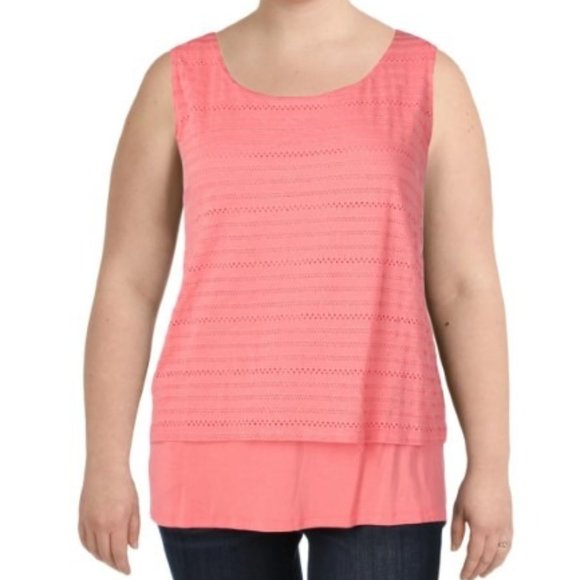 Calvin Klein Tops - Calvin Klein Womens Plus Striped Sleeveless Pullover Top